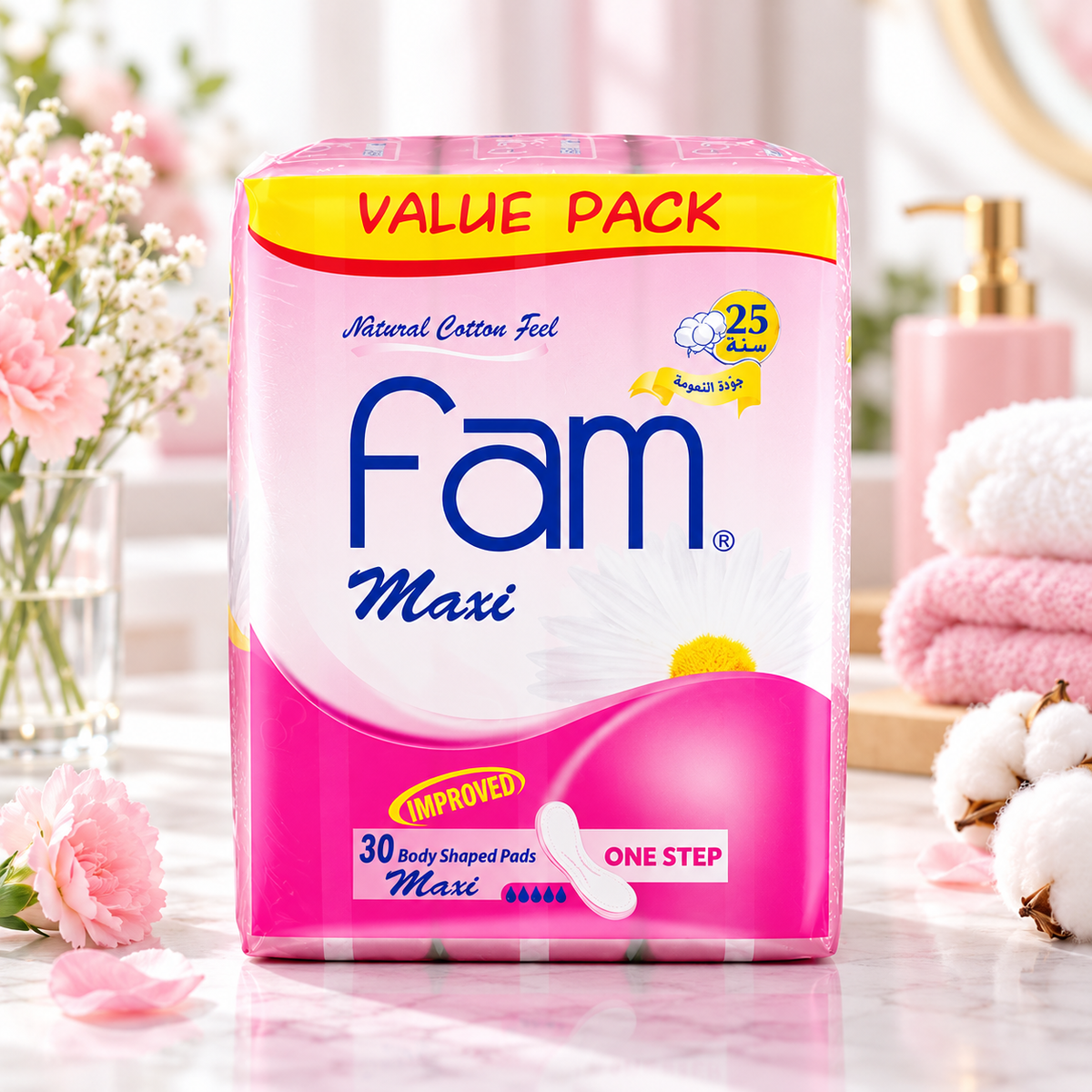 Fam Sanitary Pads Maxi Thick Non-Wings with Soft Cotton Touch (30 Pcs Pack)