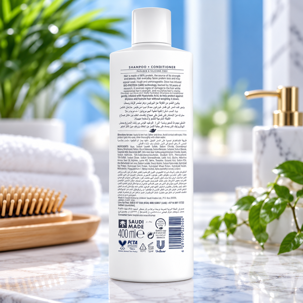 Dove Advanced Moisture Hair Shampoo Infused with Hyaluronic Acid - 400 ml