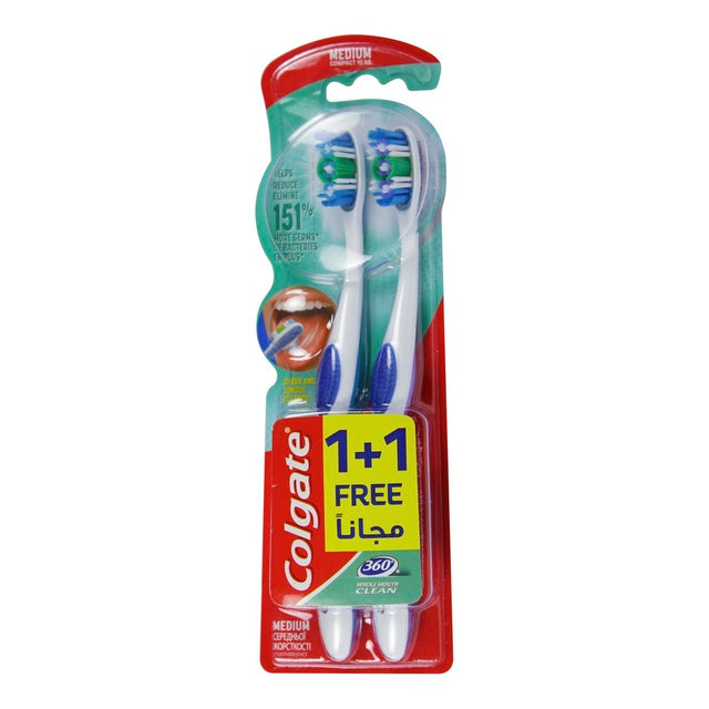 Colgate 360 Degree Whole Mouth Clean Manual Toothbrush - Medium (2 Pack)
