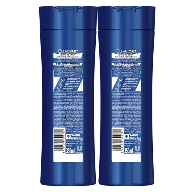 Clear Me Cool Sport Menthol Anti-Dandruff Shampoo 2 x 350 ml