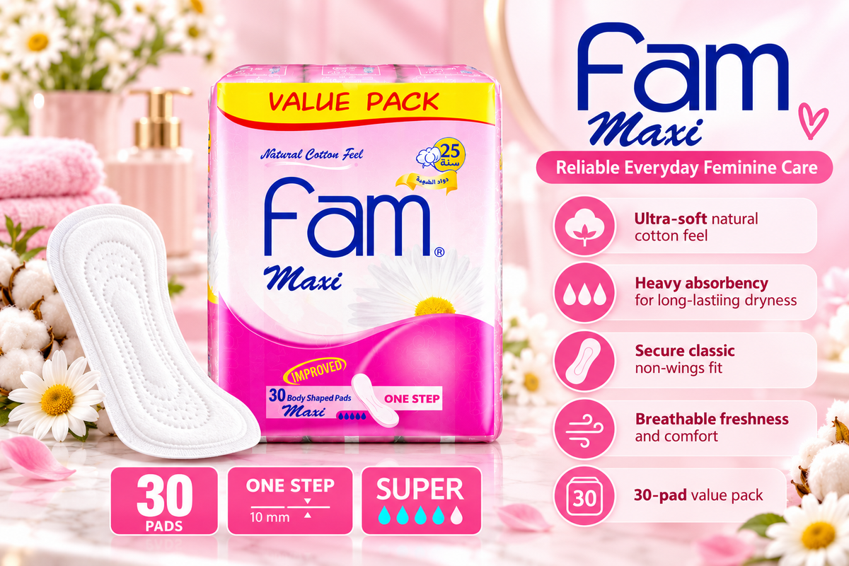 Fam Sanitary Pads Maxi Thick Non-Wings with Soft Cotton Touch (30 Pcs Pack)