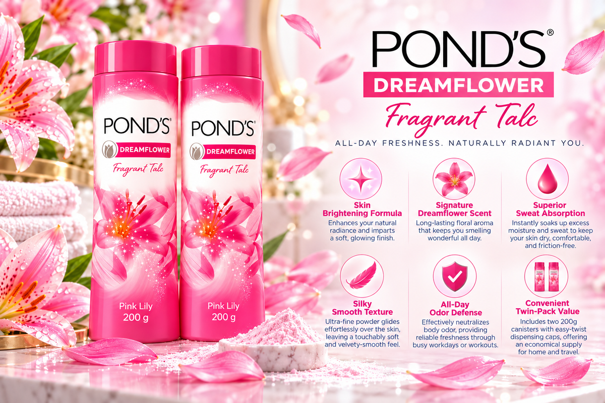 Pond's Soft Glow & Freshness Talc with Brightening Formula - 400g Total (2x200g)