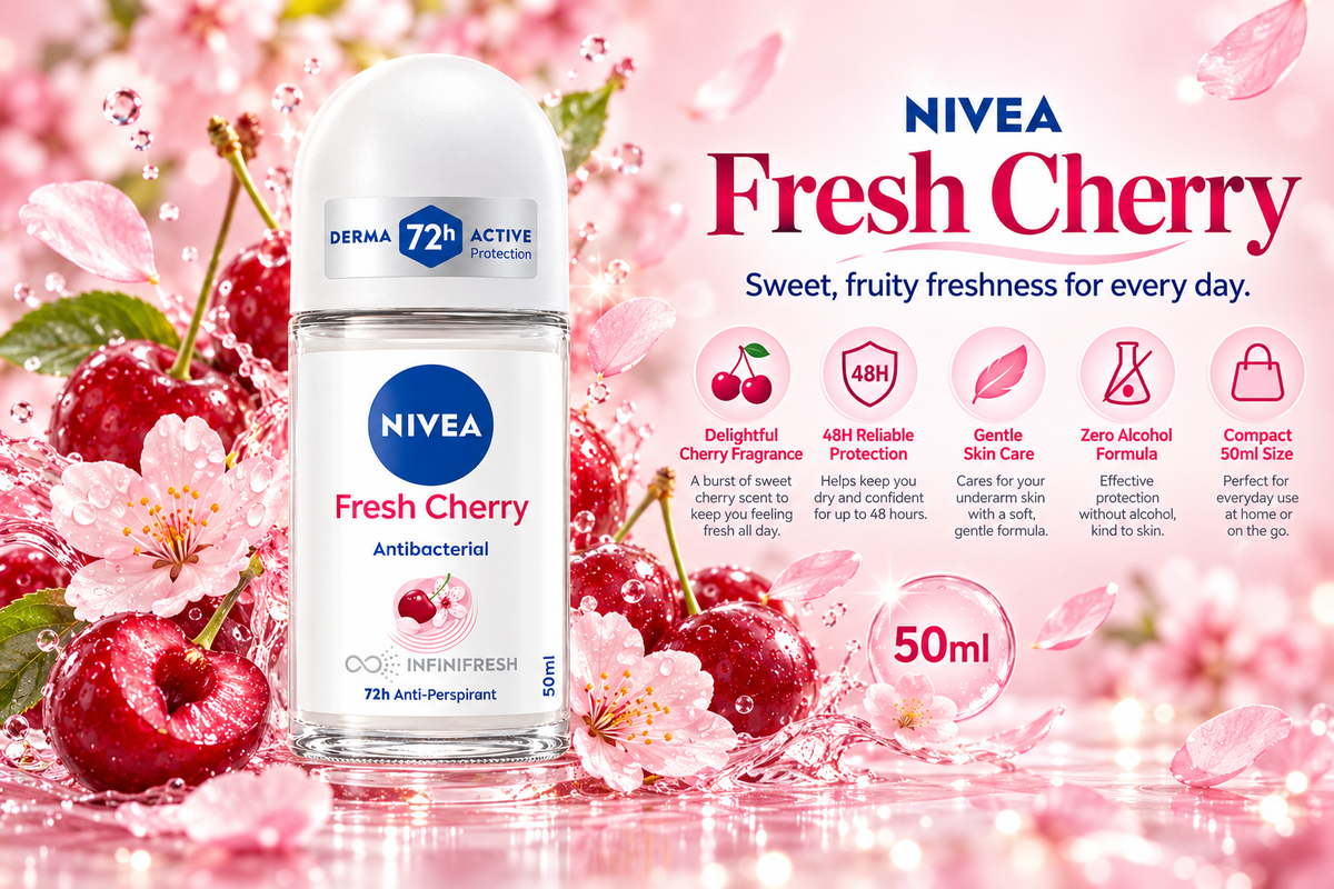Nivea Women's Fresh Cherry Scent Antiperspirant Care - 50 ml Roll-On