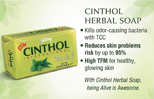 Cinthol Godrej Bar Soap 99.9% Germ Protection Herbal (With Deodarant) 175G