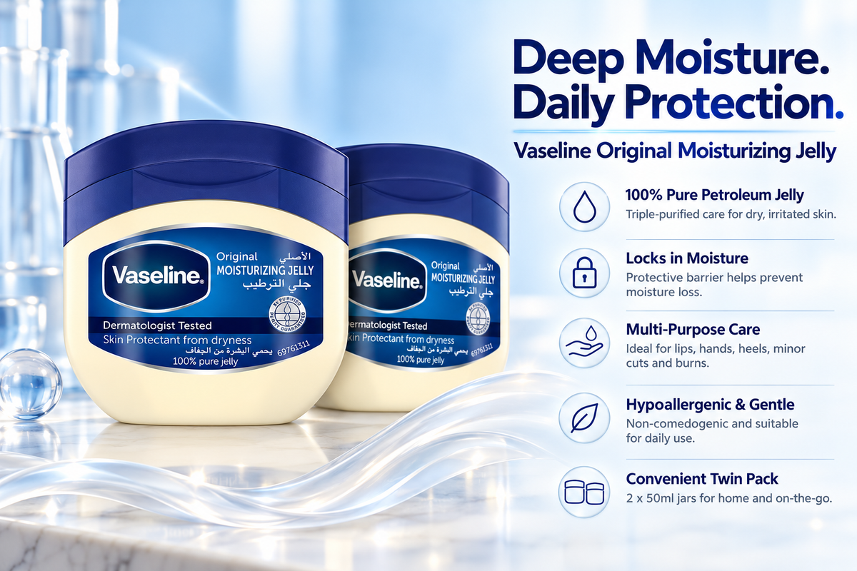 Vaseline 100% Pure Petroleum Jelly Duo - Original Skin Protection (2 x 50 ml)