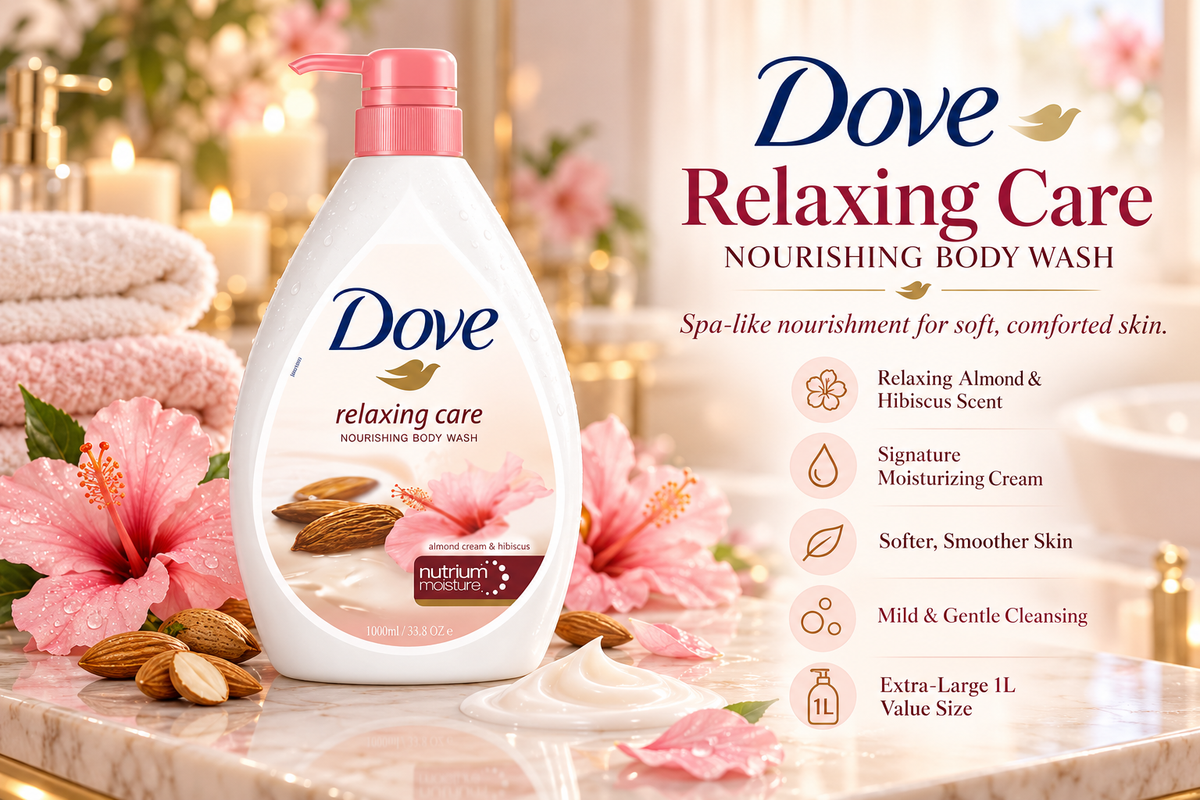 Dove Relaxing Care Body Wash - Almond Cream & Hibiscus | 1 Litre