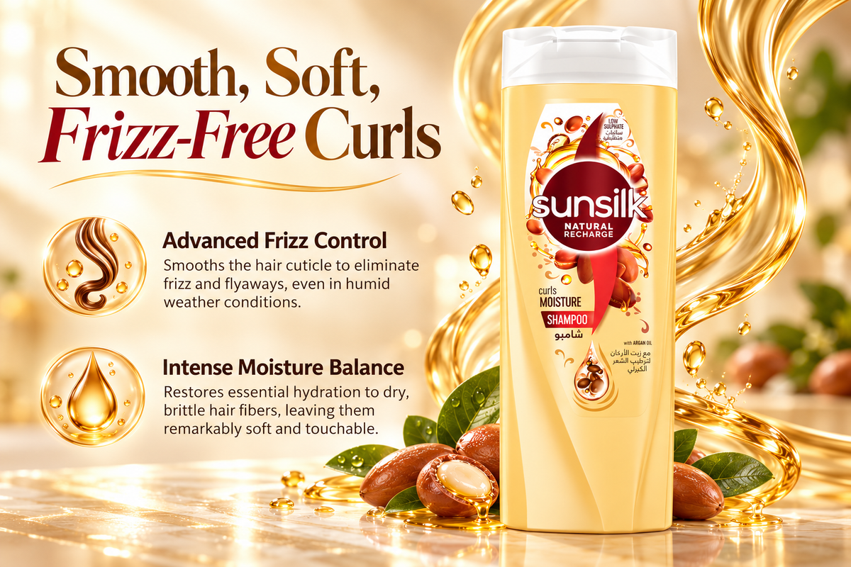 Sunsilk Curl Hydration & Frizz Control Hair Shampoo - Argan Oil (400 ml)