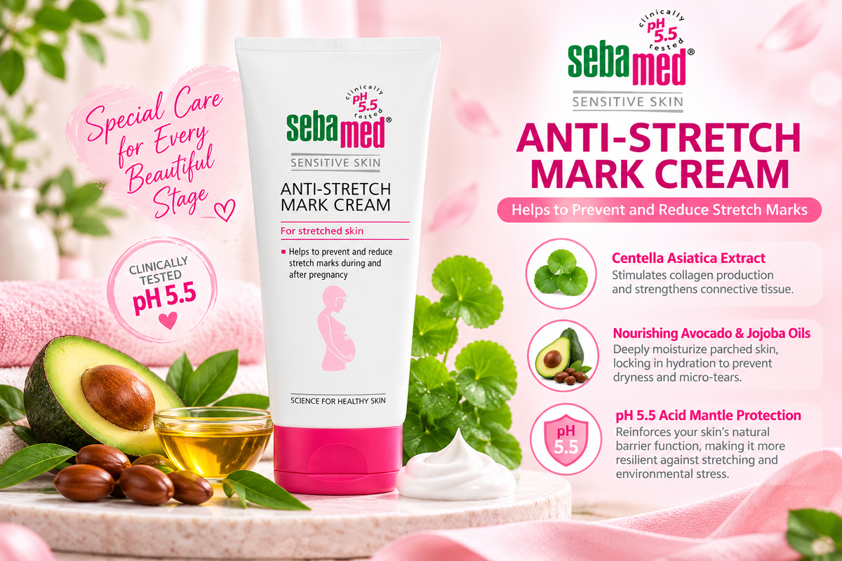 Sebamed Anti-Stretch Mark Cream with Centella Asiatica & Avocado Oil | 200ml