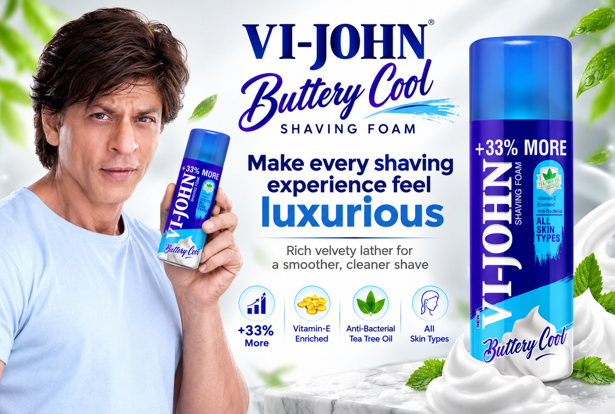 VI - JOHN Shaving Foam For Men,All Skin Type Shaving Foam (400Gm Each-Pack Of 2)