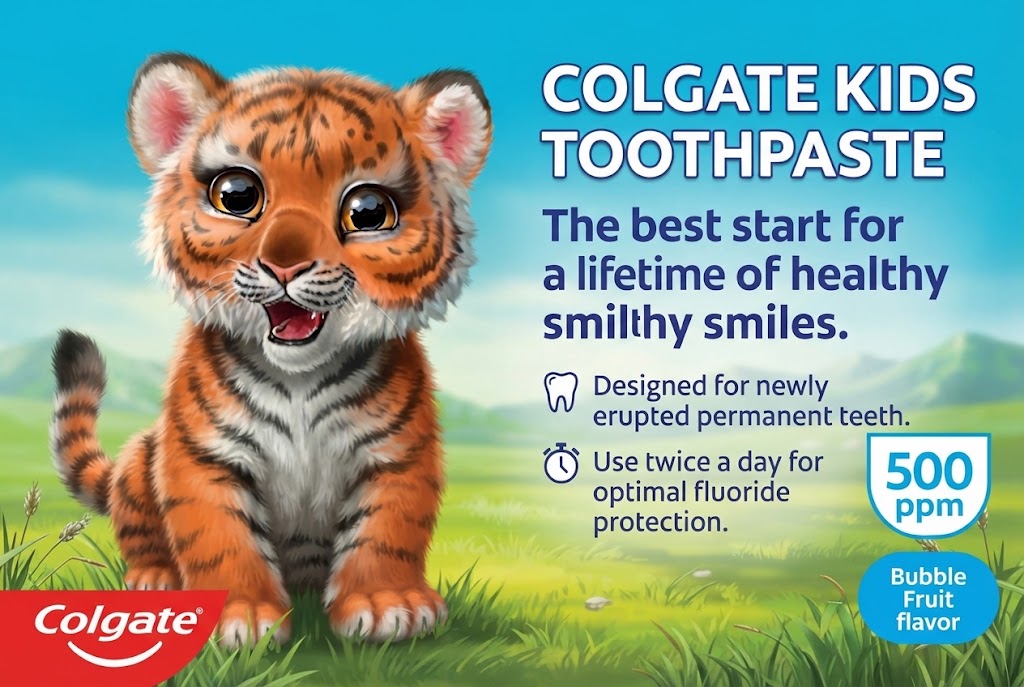 Colgate Toothpaste Kids Bubble Fruit, Fluoride Toothpaste, 2-5 years, 50ml