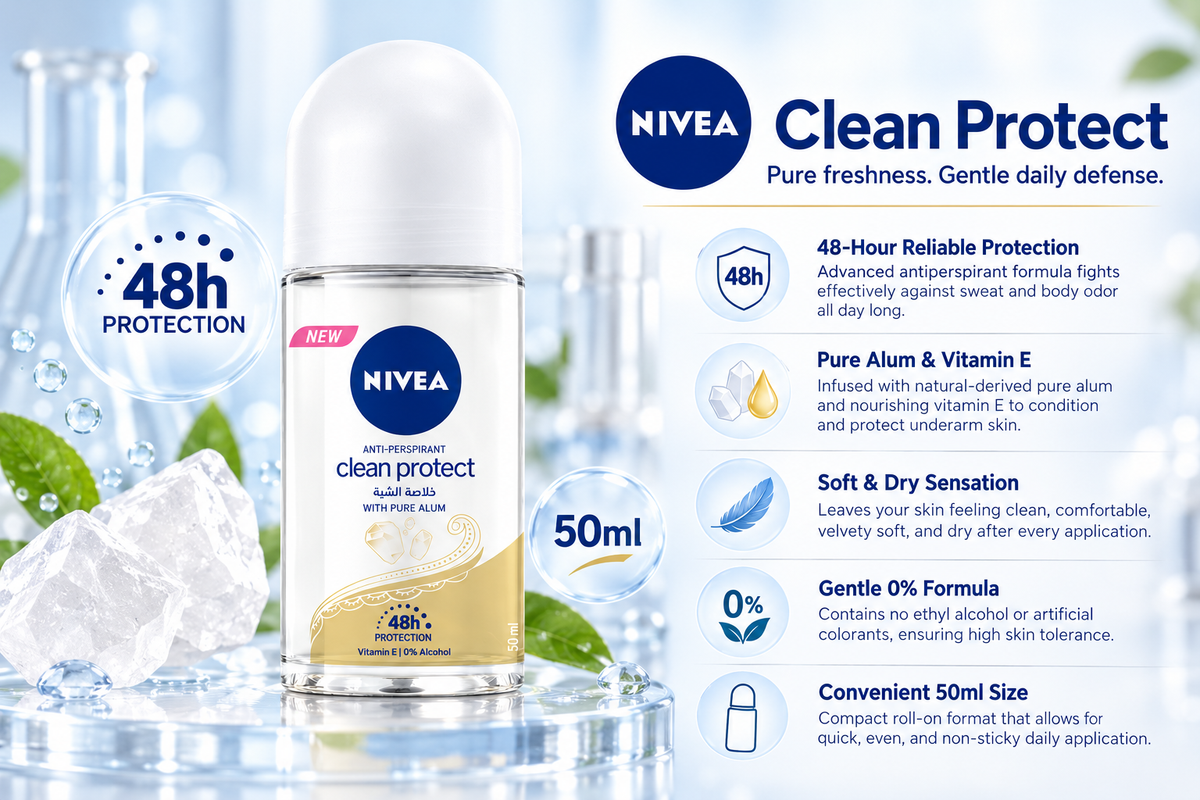 Nivea Women's Clean Protect Deodorant - 48H Long-Lasting Dryness (50 ml)