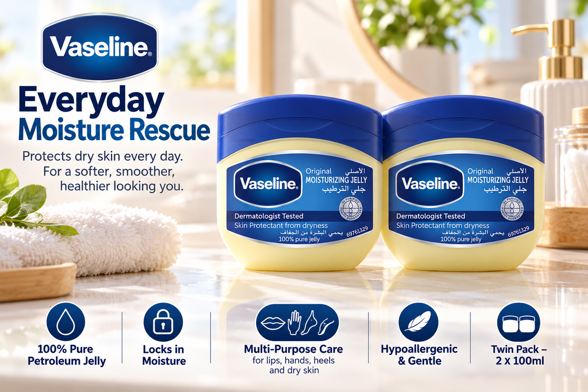 Vaseline Original Pure Petroleum Jelly | Skin Protectant & Healing Jelly | 100ml (Twin Pack)