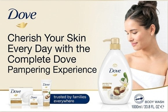 DOVE Pampering Body Wash, Shea Butter & Warm Vanilla, 1000 ML