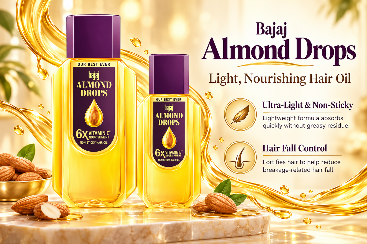 Bajaj Almond Hair Oil for Hair Fall Control & Shine - Value Pack (475ml + 285ml)
