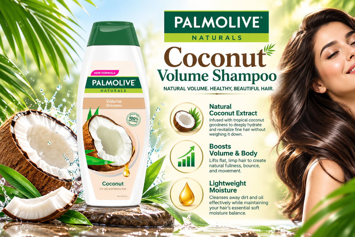 Palmolive Naturals Volume Shine Shampoo for Fine Hair - Coconut (380 ml)