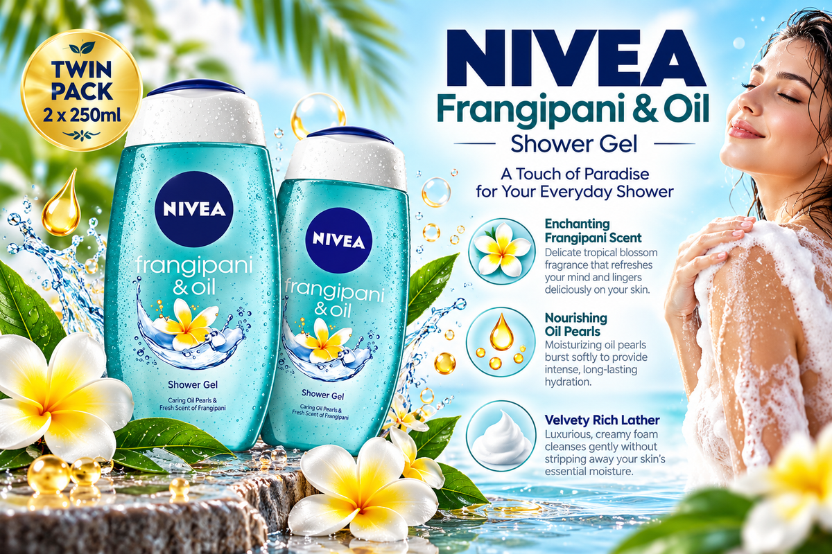 Nivea Care Shower Frangipani & Oil Moisturizing Gel | Twin Pack (2 x 250ml)