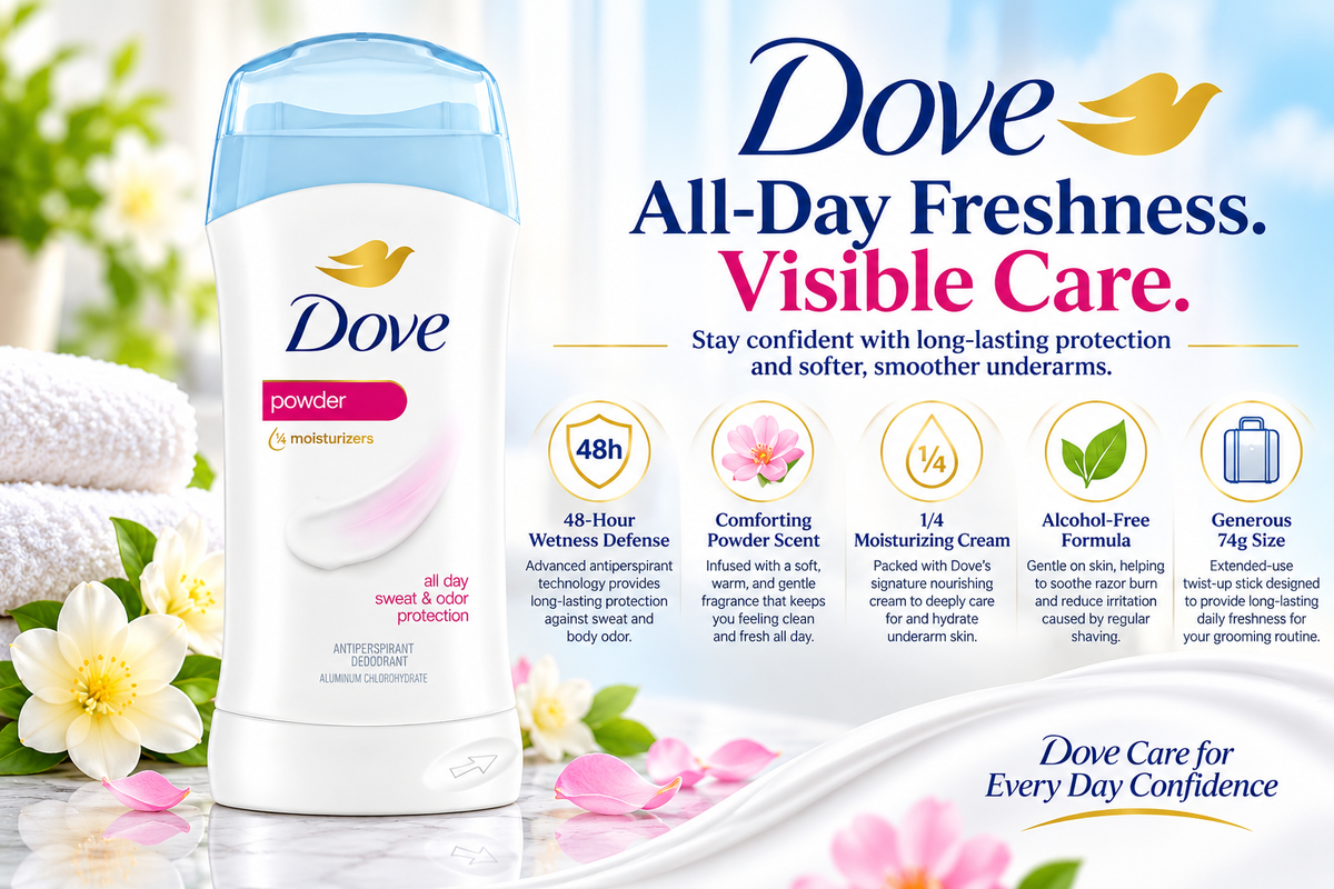 Dove Powder Soft Antiperspirant Deodorant Stick | 74g
