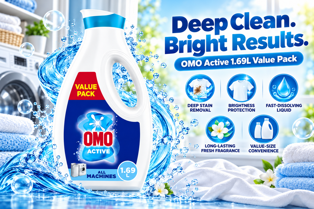 OMO Active Liquid Laundry Detergent - High Efficiency Value Size (1.69L)