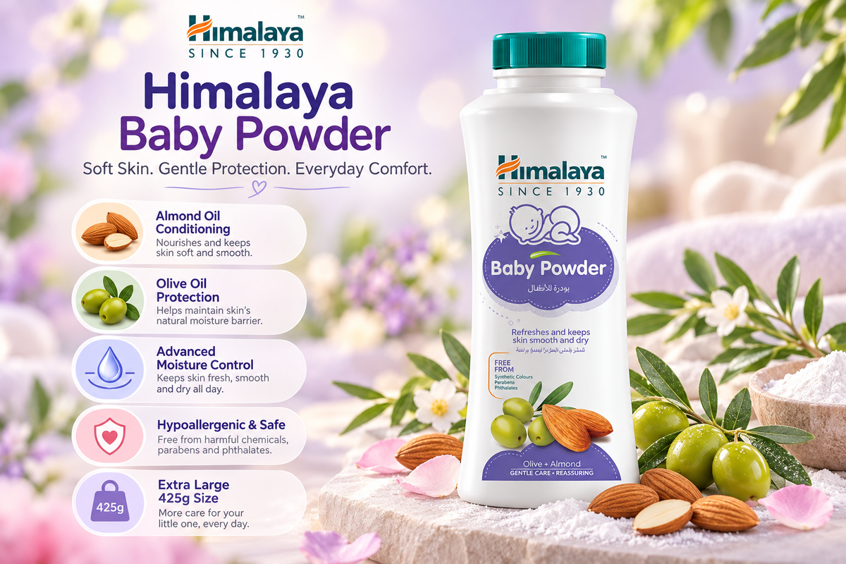 Himalaya Herbals Nourishing Baby Powder | Almond & Olive Oil Formula | 425g