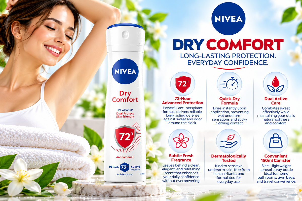 Nivea Women Dry Comfort Quick-Dry Anti-Perspirant Body Spray - 150 ml