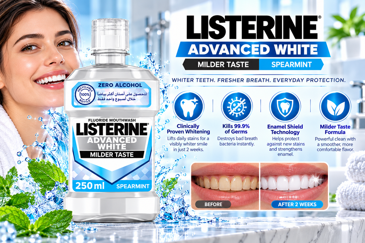 Listerine Advanced White Milder Taste Spearmint Mouthwash | 250ml