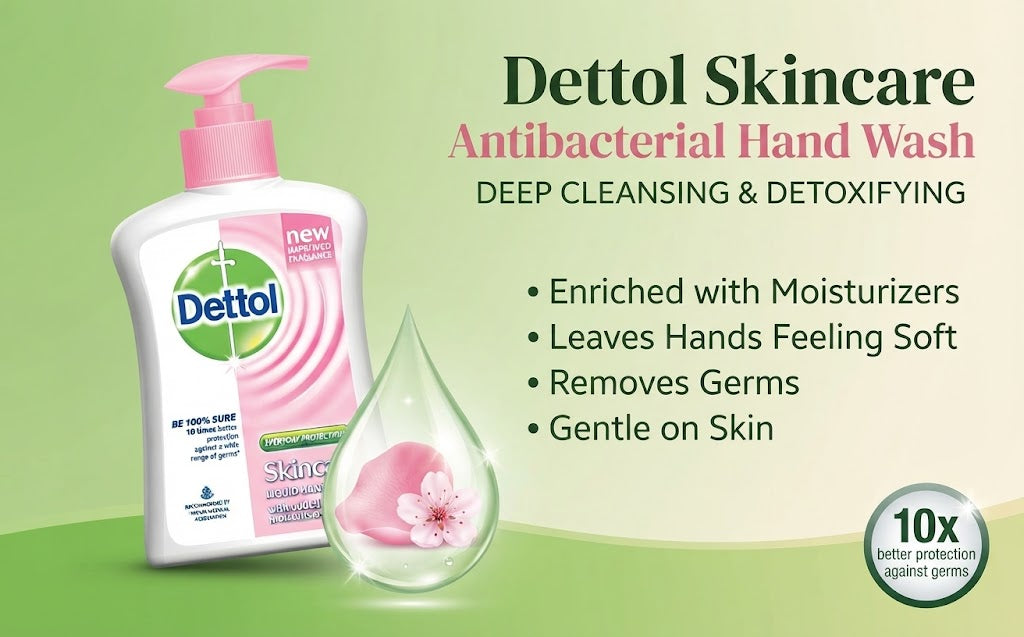 Dettol Skincare Antibacterial Hand Wash 200ml – Moisturizing & Gentle Care