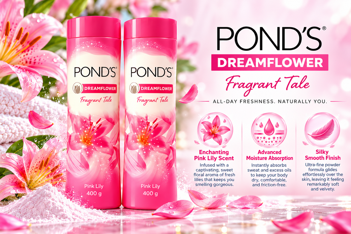 Pond's Dreamflower Pink Lily Fragrant Talcum Powder - 2 x 400g (Twin Value Pack)