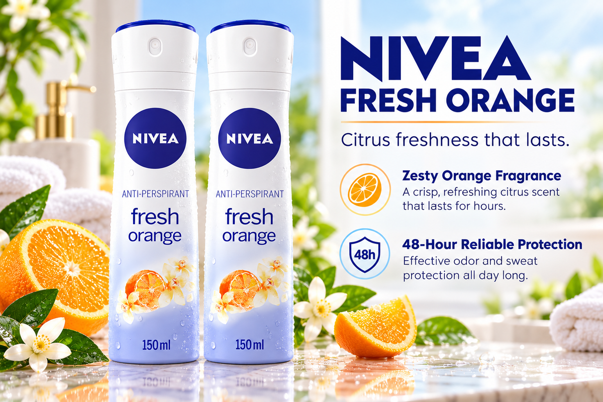 Nivea Fresh Natural Orange Long-Lasting Freshness Body Spray (2 x 150 ml)