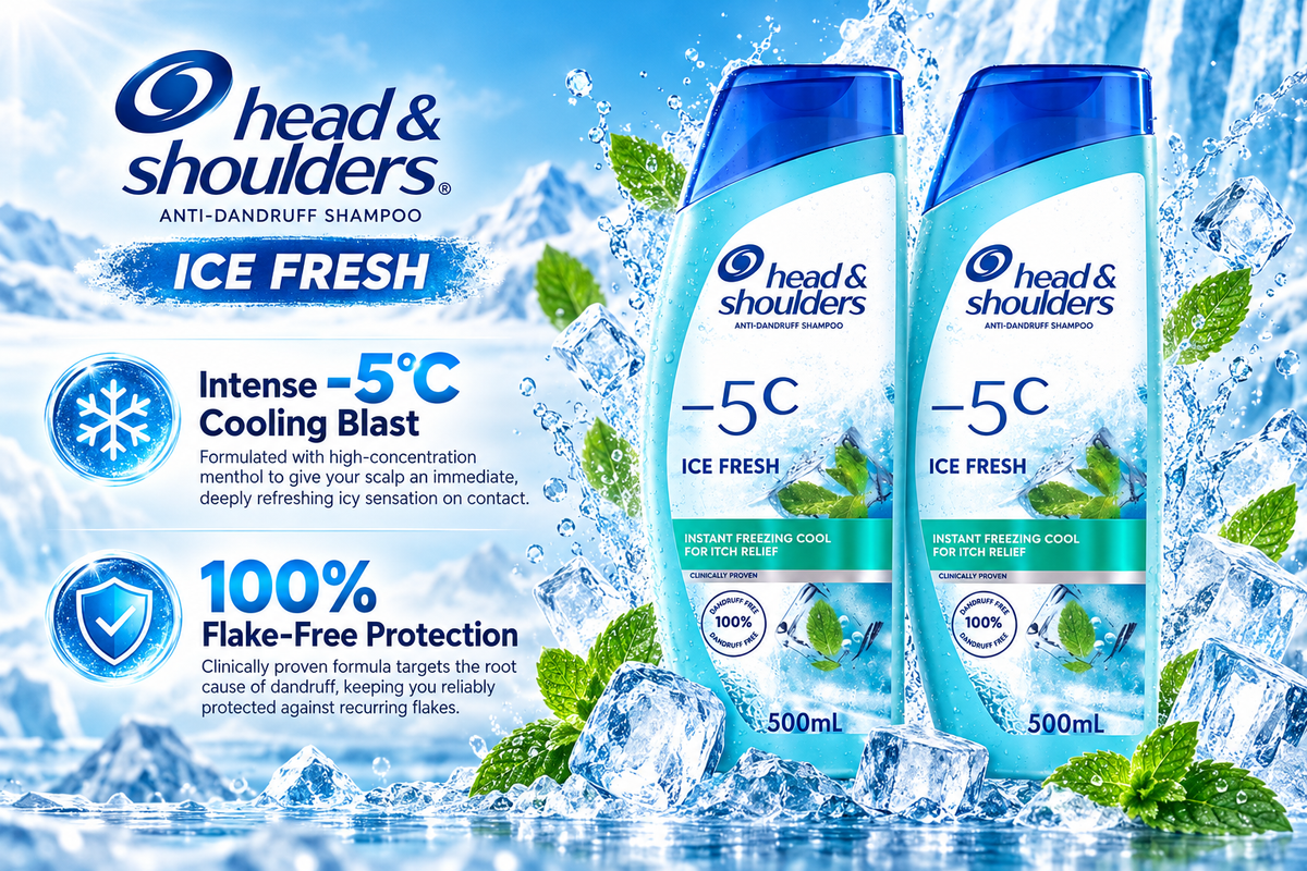 Head & Shoulders -5°C Ice Fresh Anti-Dandruff Shampoo | Value Pack 2 x 500ml