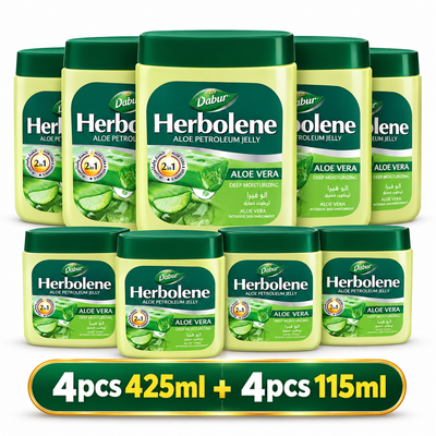 Dabur Herbolene Aloe Petroleum Jelly Value Pack – 425ml 4pcs + 115ml 4pcs