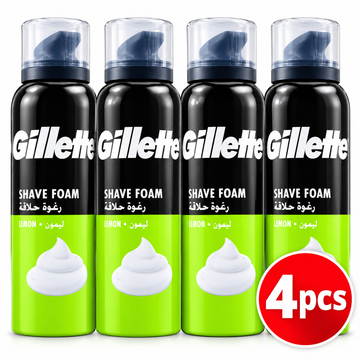 Gillette Lemon Lime Shaving Foam 200ml x 4pcs – Fresh & Smooth Shave