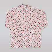 Rachel Riley Girls Red Heart Print Frill Trim Cotton Pyjamas