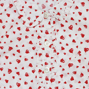 Rachel Riley Girls Red Heart Print Frill Trim Cotton Pyjamas