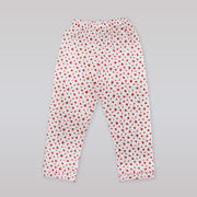 Rachel Riley Girls Red Heart Print Frill Trim Cotton Pyjamas