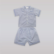 Rachel Riley Baby Blue Checkered Cotton Striped Dungarees