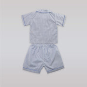 Rachel Riley Baby Blue Checkered Cotton Striped Dungarees
