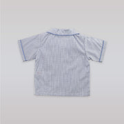 Rachel Riley Baby Blue Checkered Cotton Striped Dungarees