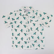 Rachel Riley Boys Green Frog Print Cotton Button Down Shirt