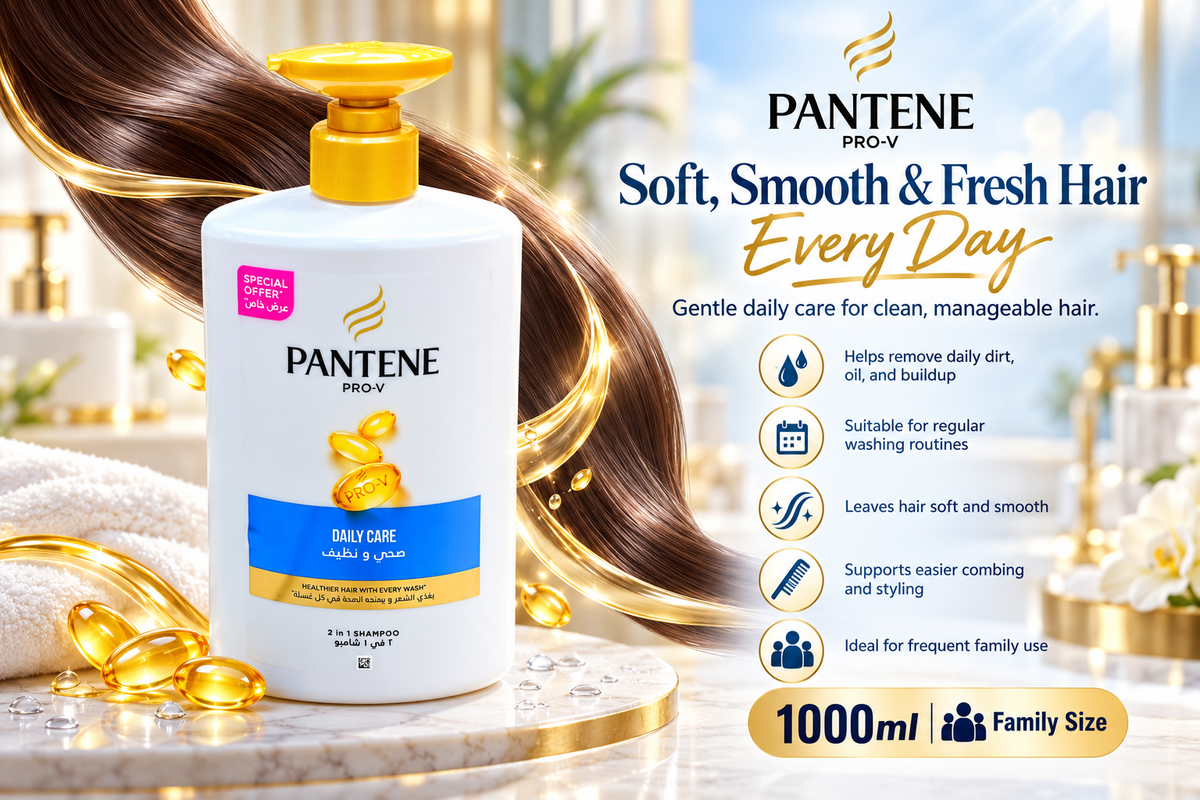Pantene Shampoo Daily Care 1L x 2pcs – Soft, Smooth & Manageable Hair