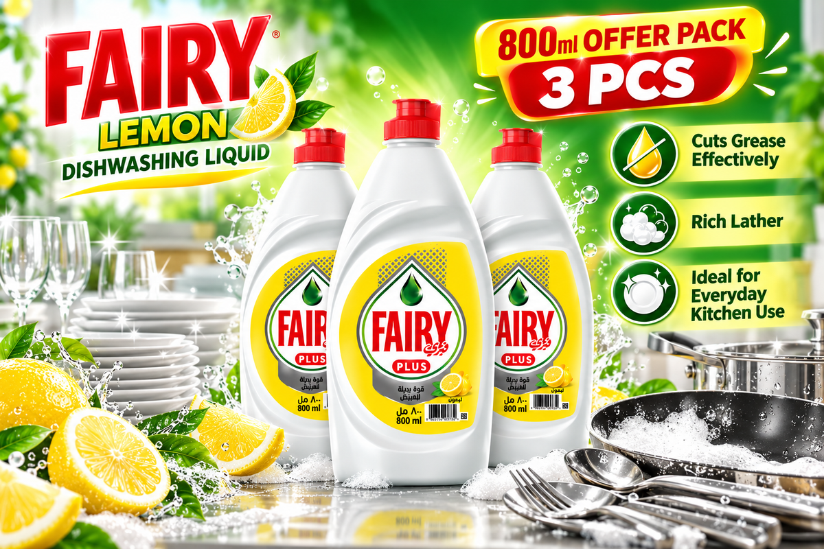 Fairy Lemon Dishwashing Liquid Offer Pack – 800ml 3pcs