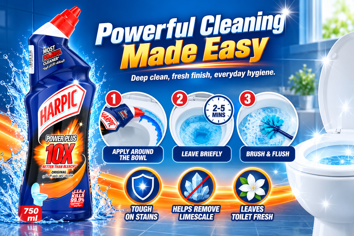Harpic Power Plus Black 750ml – Strong Toilet Cleaning Gel X 2Pcs