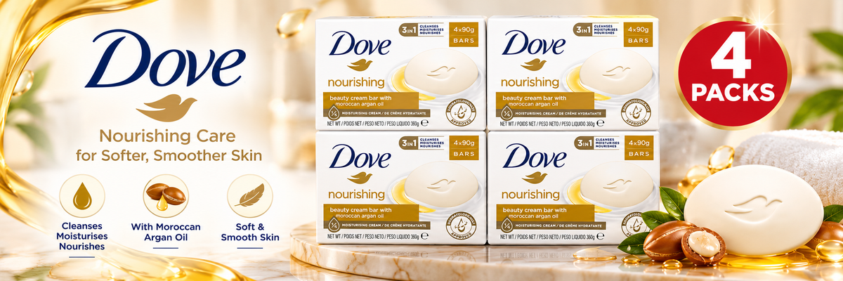 Dove Nourishing Cream & Argan Oil Beauty Bar 90g x 4Pcs