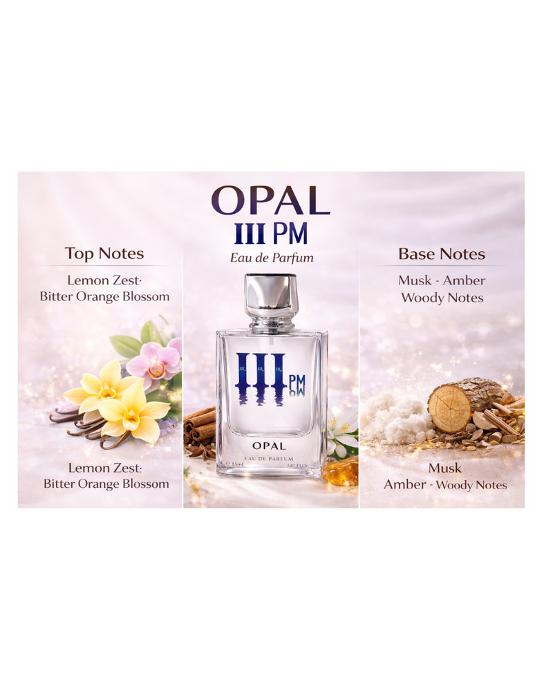 111PM by Opal Perfumes – Dark Amber Woody Eau de Parfum with Vanilla & Oud (100ml)