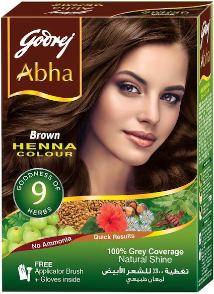 Godrej Abha Henna Hair Color - Rich Brown Shade (6-Sachet Multi-Pack)