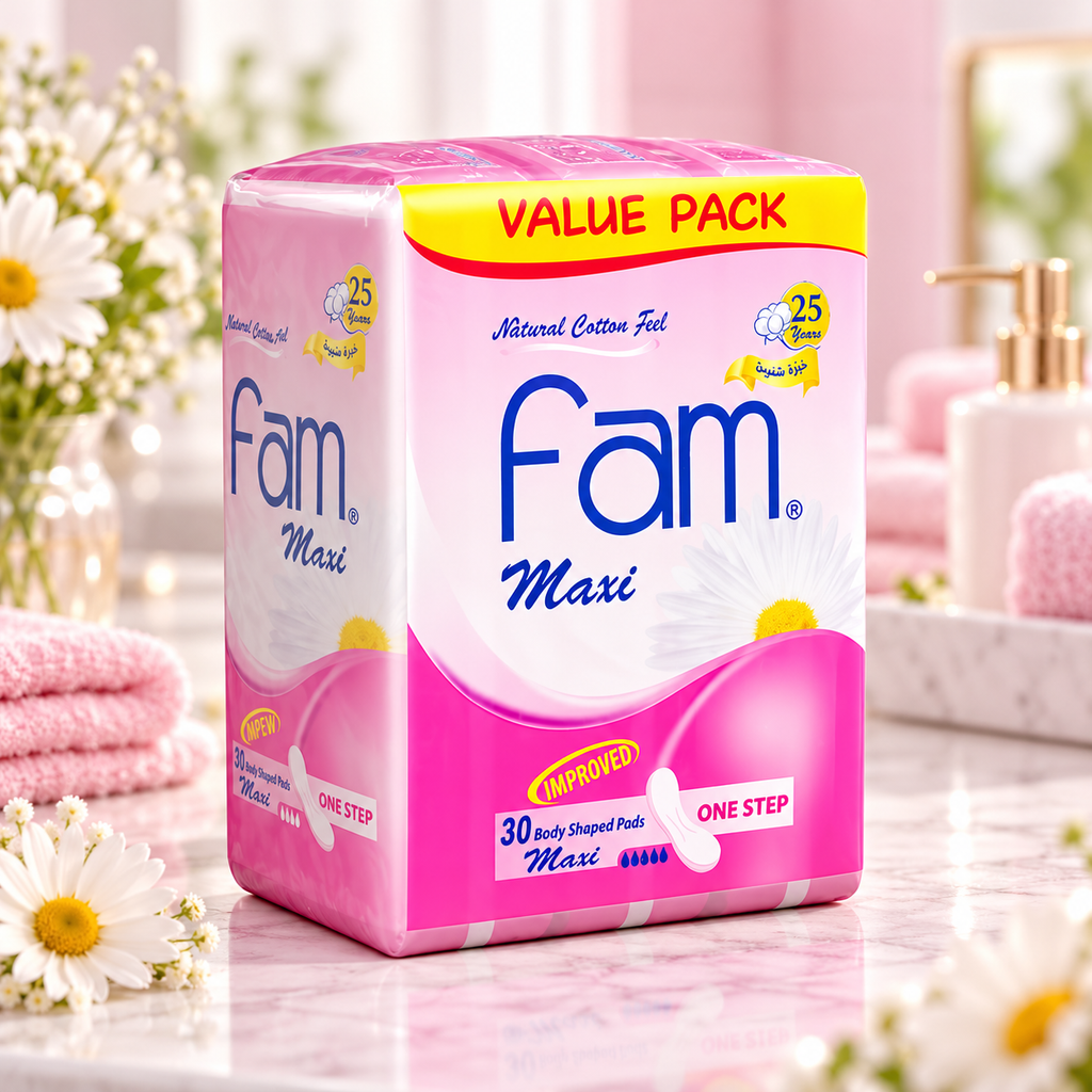 Fam Sanitary Pads Maxi Thick Non-Wings with Soft Cotton Touch (30 Pcs Pack)