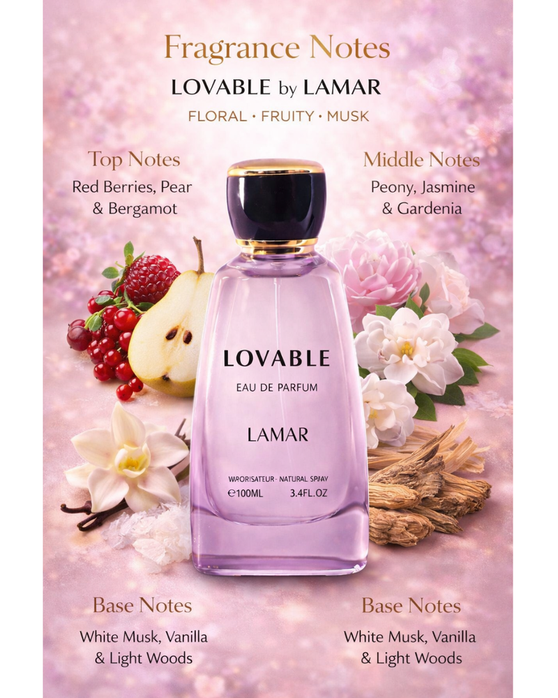Lovable by Opal Perfumes (100ml) – Romantic Floral Fruity Perfume with Musk & Vanilla