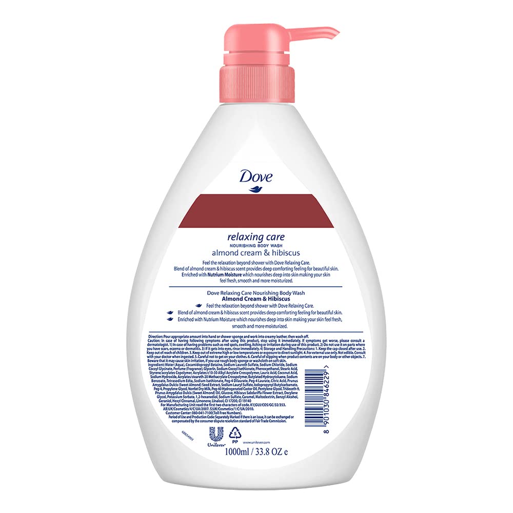 Dove Relaxing Care Body Wash - Almond Cream & Hibiscus | 1 Litre
