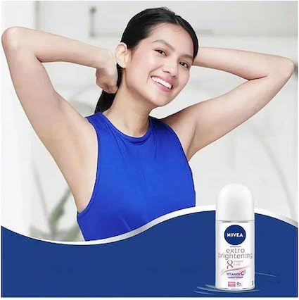 NIVEA Extra Brightening Underarm Roll-On Deodorant | 4 x 25ml