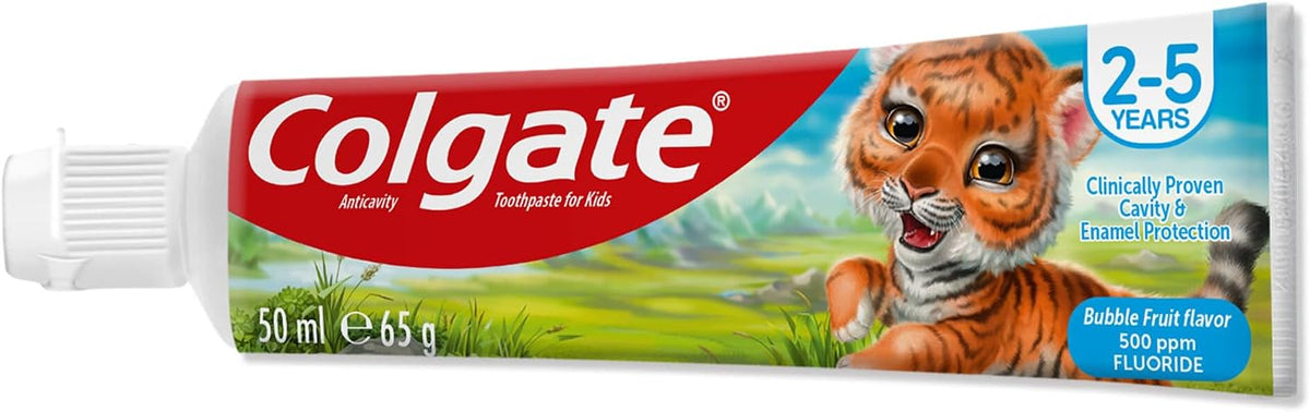Colgate Toothpaste Kids Bubble Fruit, Fluoride Toothpaste, 2-5 years, 50ml