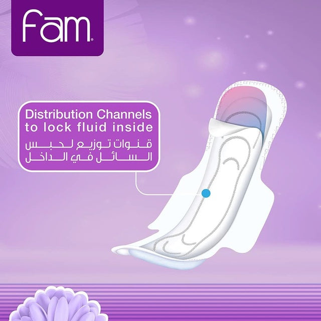 Fam Maxi Super Sanitary Pads | Natural Cotton Feel with Wings | 30 Count
